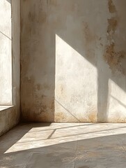 A smooth off-white surface with faint golden light shadows.