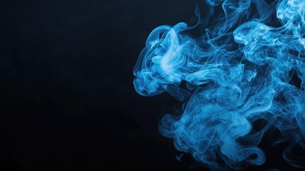 Fototapeta premium Blue Abstract Smoke Effect on Dark Background, Abstract smoke concept.