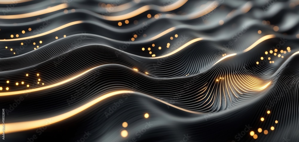 Leinwandbilder a visually striking abstract representation of flowing waves with glowing particles, embodying a sen