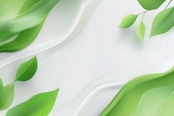 eco-friendly design elements like abstract leaves.  Green and white color theme. 