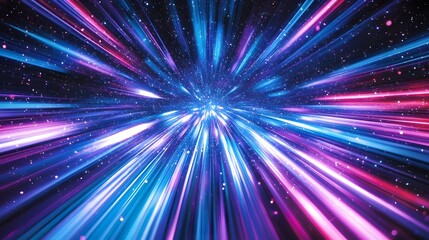 Fototapeta premium A glowing blue spiral vortex with swirling rings and circular patterns, set against a dark space-themed backdrop, creating a dynamic, energy-filled design with stars and motion