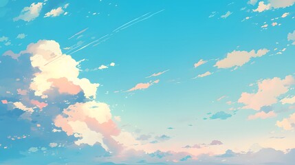Pastel-colored sky background in anime style, childlike illustration