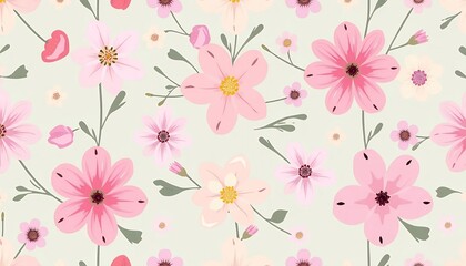 Seamless Pastel Pink Flower Pattern: Delicate Floral Background for Spring and Summer Designs