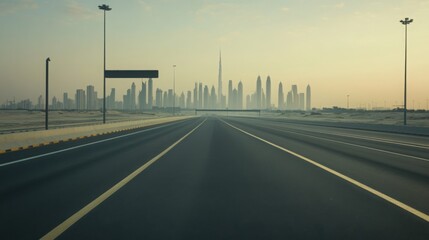 Empty express lane on highway during off-peak hours, symbolizing efficiency and opportunity in a calm, uncluttered environment.