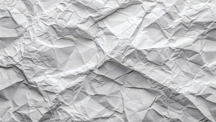 Design a textured background featuring a white paper surface that has been crumpled and glued in places. The wrinkles should be prominent, with slight discoloration around the glued areas to highlight