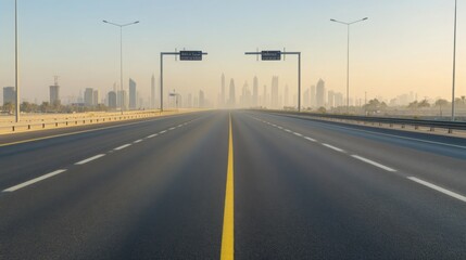 Empty express lane on highway during off-peak hours, symbolizing efficiency and opportunity in a calm, uncluttered environment.