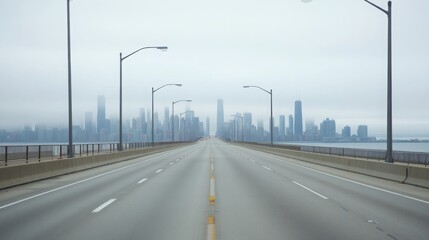 Fototapeta premium Empty express lane on highway during off-peak hours, symbolizing efficiency and opportunity in a calm, uncluttered environment.