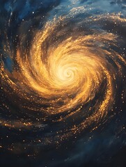 Fototapeta premium A swirling vortex of glowing particles in shades of white, gold, and blue.