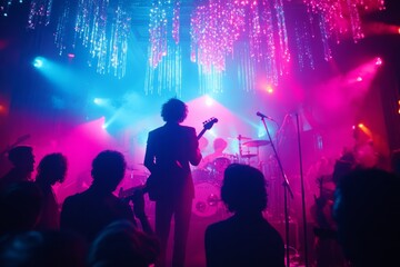 Music band group silhouette perform on a concert