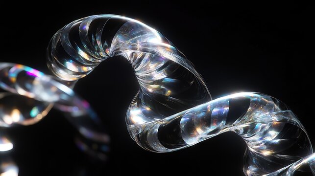 **A mesmerizing collection of spiral helix structures made of shimmering translucent glass