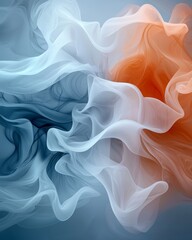 Abstract Swirling Blue Orange White Fabric Texture Elegant Flowing Design Artistic Background