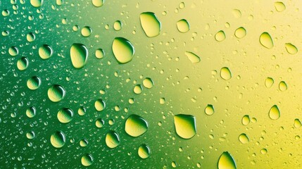 Water drops on green background