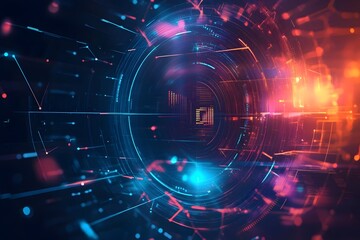 Fototapeta premium Abstract futuristic background showcases a mesmerizing blend of glowing lines, dynamic patterns, and digital elements, creating a captivating and innovative design