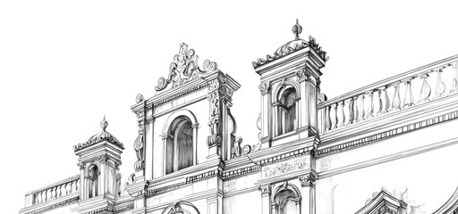 Obraz premium PNG Renaissance architecture drawing building sketch.