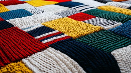 Colorful Fabric Patchwork, Highlighting Textures and Patterns in a Playful Composition