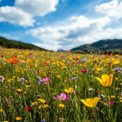 Obraz premium field of poppies flower spring meadow