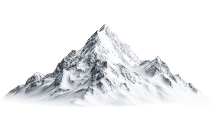 Snowy mountain massif transparent background