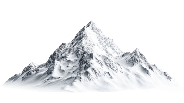 Snowy mountain massif transparent background