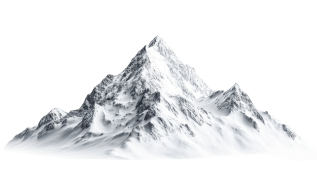 Snowy mountain massif transparent background