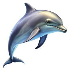 Fototapeta premium Dolphin swimming gracefully in the ocean with sunlight reflecting on its smooth skin and water splashes around it