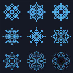 Snowflake Icon Pack, A variety of elegant snowflake designs to enhance your holiday cards, invitations, and digital projects.