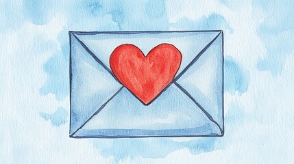 Romantic Watercolor Love Letter with Heart Design