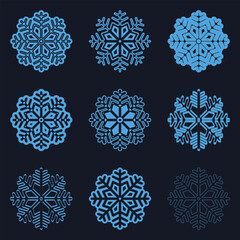 Explore unique snowflake icons, A collection of detailed, festive designs perfect for winter themes, Christmas projects, and seasonal branding.