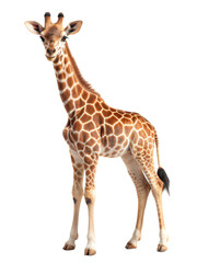 Naklejka premium Giraffe walking gracefully in a natural setting with clear background