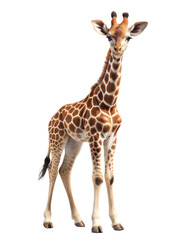 Fototapeta premium Giraffe walking gracefully in a natural setting with clear background