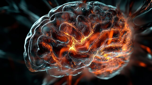  brain on dark background