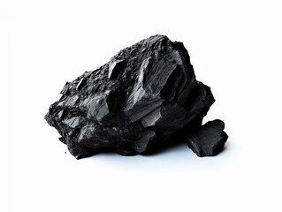 High-Resolution Image of a Single Piece of Coal on a Clean White Background with Natural Textures and Details
