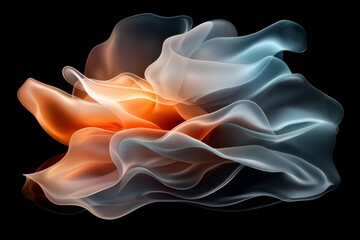 Abstract Colorful Smoke Swirls Fluid Dynamic Design Orange Blue and Grey Hues