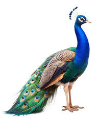 Obraz premium Colorful peacock displaying vibrant feathers in a natural setting highlighting its elegance and beauty
