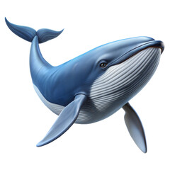 Fototapeta premium Realistic 3D depiction of a blue whale swimming in the ocean with a transparent background suitable for various designs