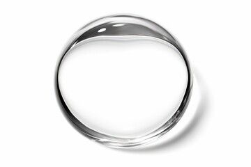 Transparent Water Droplet on Light Background Reflecting Soft Light and Showcasing Pure and Natural Beauty in Minimalistic Style