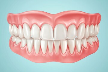 Obraz premium Healthy Human Teeth and Gums Set Against a Light Blue Background