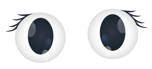 Doll eyes in black color on transparent background