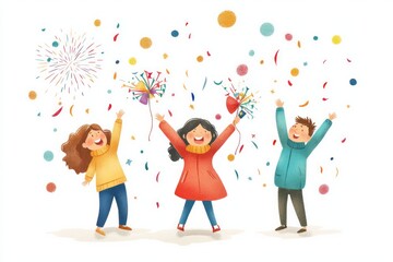 Fototapeta premium illustration of celebrating new year, white background 