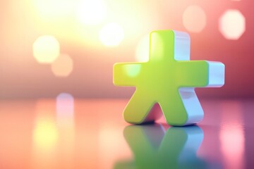 Obraz premium little green plus as 3d icon in bright hard blurred gradient background