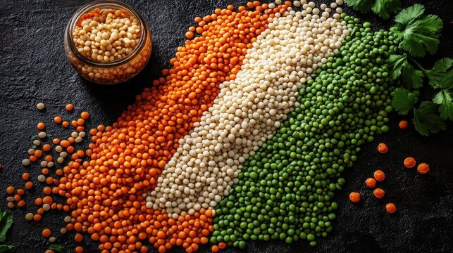 Republic Day theme with lentils and sabudana in creative flag design