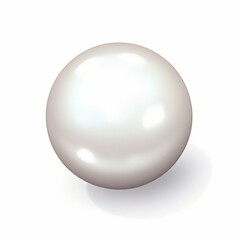 Glossy White Pearl with Soft Shadow in 3D Render, Ideal for Jewelry, Fashion, and Beauty Themes, Bright and Elegant Design