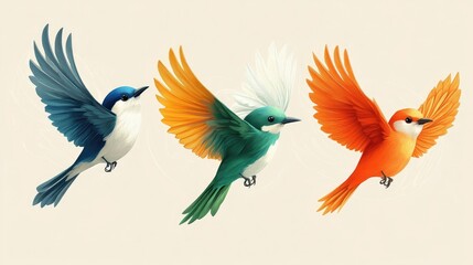 Obraz premium Tricolor birds icons for Republic Day celebration