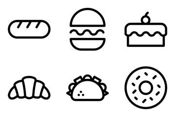 bread, burger, cake, croissant, taco and doughnut icons