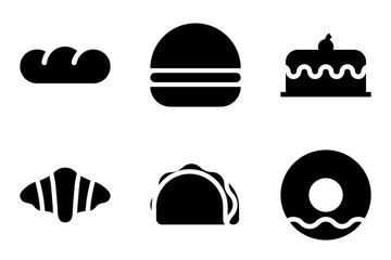 Fototapeta premium bread, burger, cake, croissant, taco and doughnut icons