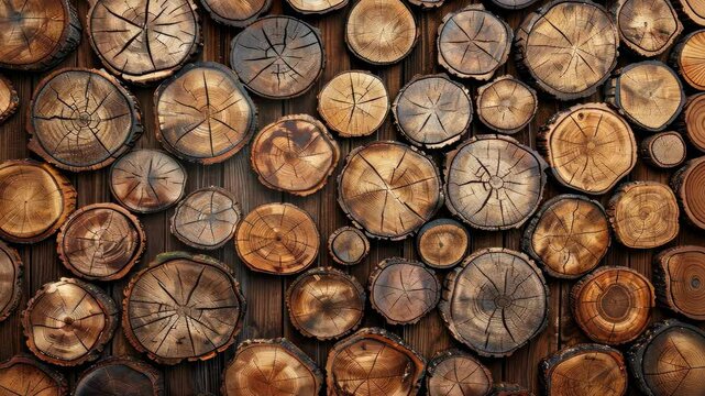 background of wooden logs. Selective focus