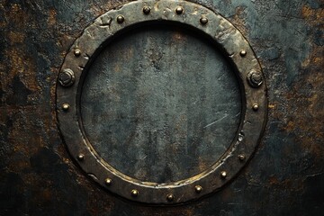 Fototapeta premium empty metal circle gritty and dark background