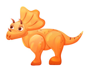 Baby dinosaur triceratops on transparent background. Vector illustration