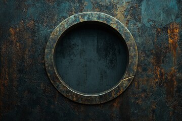 Fototapeta premium empty metal circle gritty and dark background