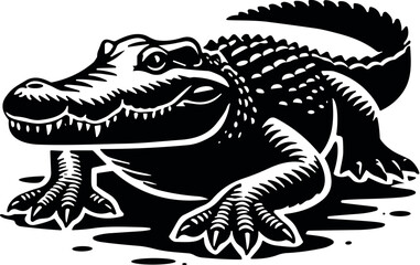 Crocodile Vector Black Silhouette Cricut Design for T-Shirt