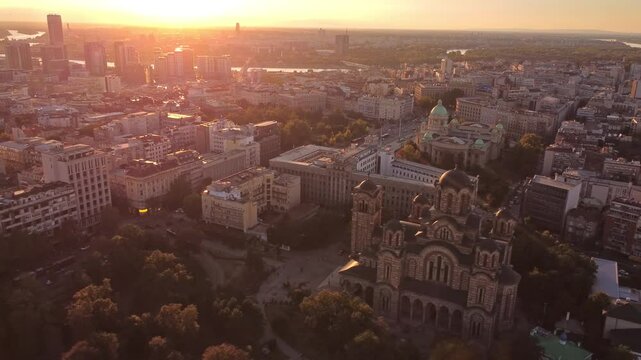 High angle view of Belgrade, capital of Serbia.